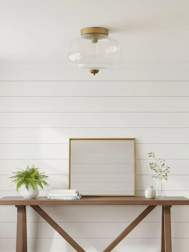 Retro Plafondlamp met Melkglazen Kap – Verfijnde Semi-Flush Mount Verlichting voor Moderne Interieurs | Sansoti