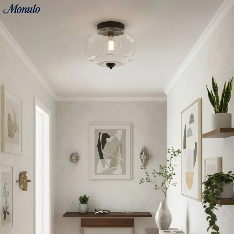 Retro Plafondlamp met Melkglazen Kap – Verfijnde Semi-Flush Mount Verlichting voor Moderne Interieurs | Sansoti
