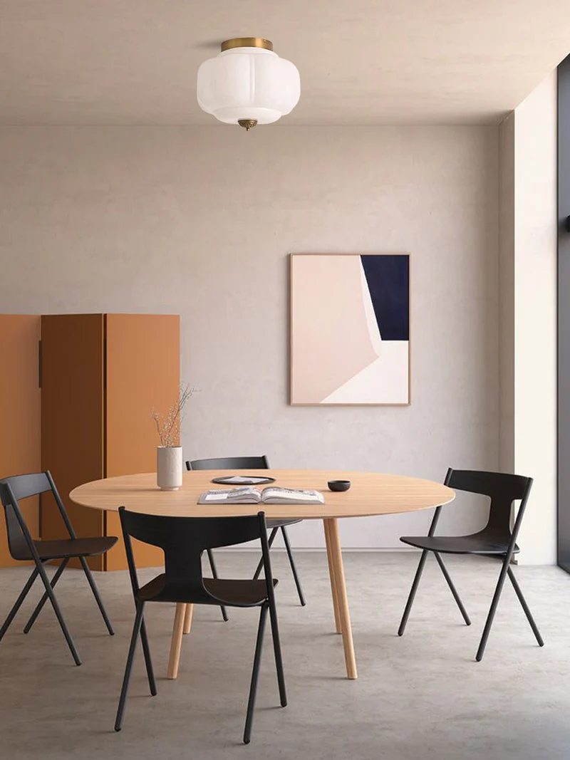 Retro Plafondlamp met Melkglazen Kap – Verfijnde Semi-Flush Mount Verlichting voor Moderne Interieurs | Sansoti