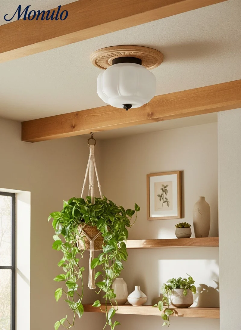 Retro Plafondlamp met Melkglazen Kap – Verfijnde Semi-Flush Mount Verlichting voor Moderne Interieurs | Sansoti