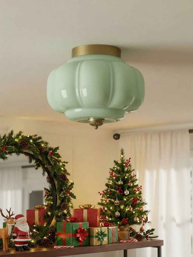 Retro Plafondlamp met Melkglazen Kap – Verfijnde Semi-Flush Mount Verlichting voor Moderne Interieurs | Sansoti