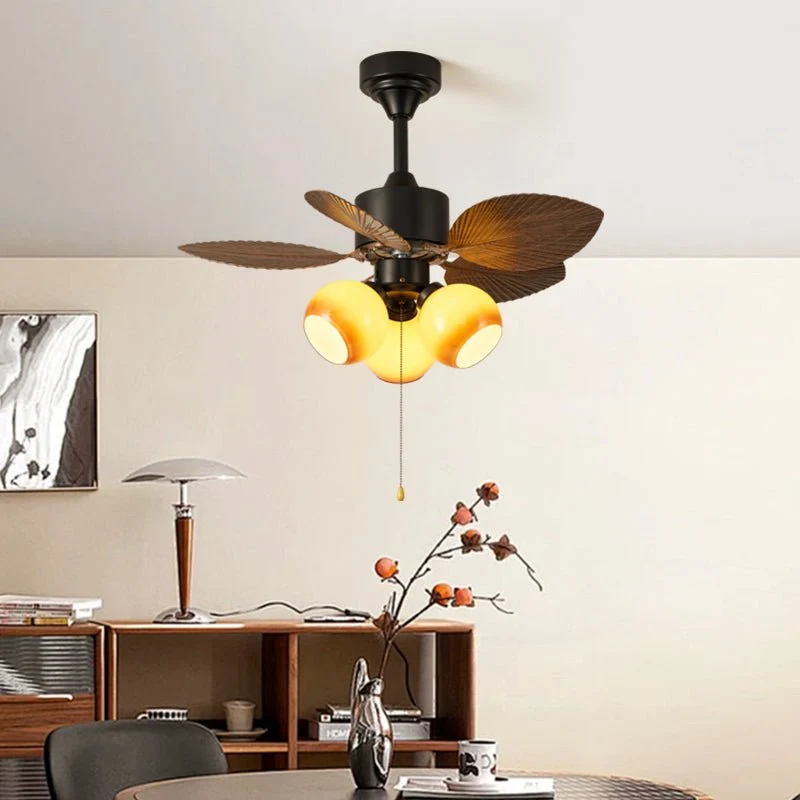 Plafondventilator met Bladmotief en Verlichting – Verstelbare Vintage Stijl | Sansoti
