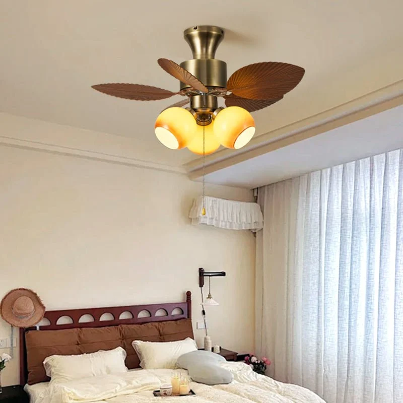 Plafondventilator met Bladmotief en Verlichting – Verstelbare Vintage Stijl | Sansoti