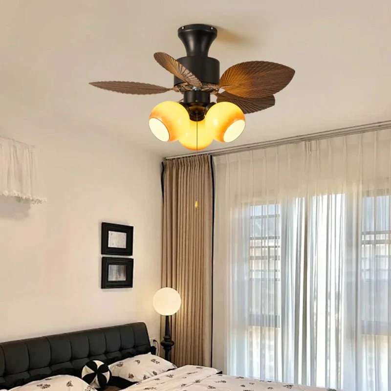Plafondventilator met Bladmotief en Verlichting – Verstelbare Vintage Stijl | Sansoti