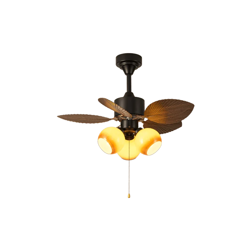 Plafondventilator met Bladmotief en Verlichting – Verstelbare Vintage Stijl | Sansoti