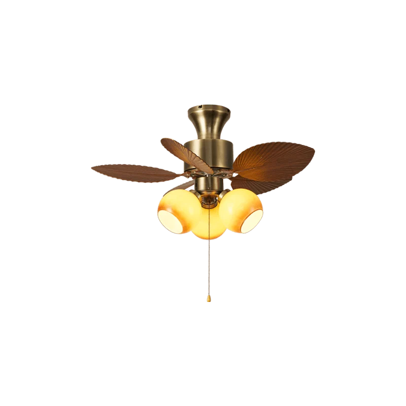 Plafondventilator met Bladmotief en Verlichting – Verstelbare Vintage Stijl | Sansoti