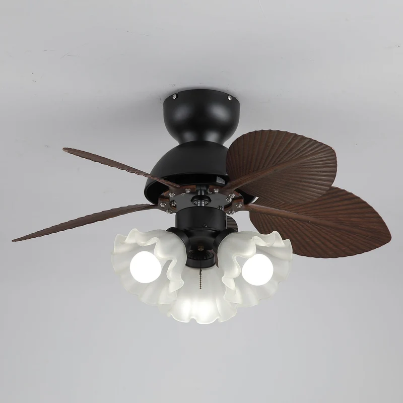 Plafondventilator met verlichting Ø80cm DC-motor afstandsbediening walnoot zwart 6 snelheden 35W 220V | Sansoti
