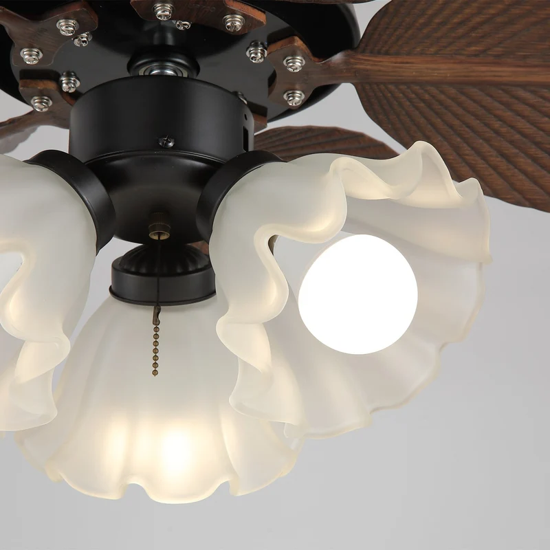 Plafondventilator met verlichting Ø80cm DC-motor afstandsbediening walnoot zwart 6 snelheden 35W 220V | Sansoti