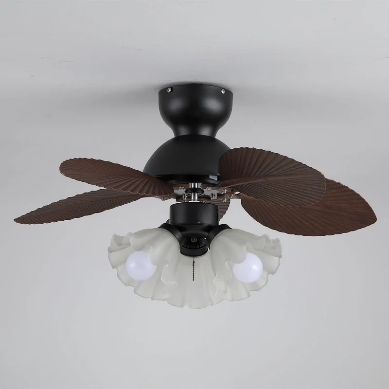 Plafondventilator met verlichting Ø80cm DC-motor afstandsbediening walnoot zwart 6 snelheden 35W 220V | Sansoti