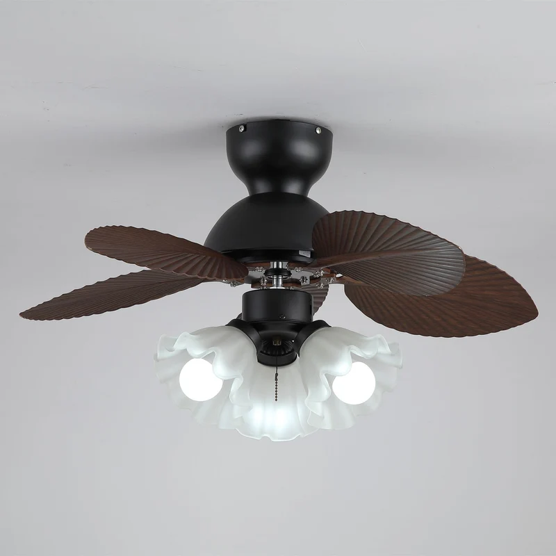 Plafondventilator met verlichting Ø80cm DC-motor afstandsbediening walnoot zwart 6 snelheden 35W 220V | Sansoti
