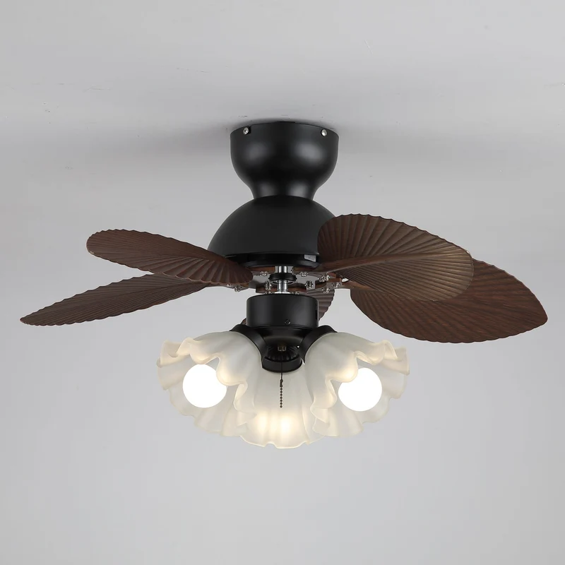 Plafondventilator met verlichting Ø80cm DC-motor afstandsbediening walnoot zwart 6 snelheden 35W 220V | Sansoti