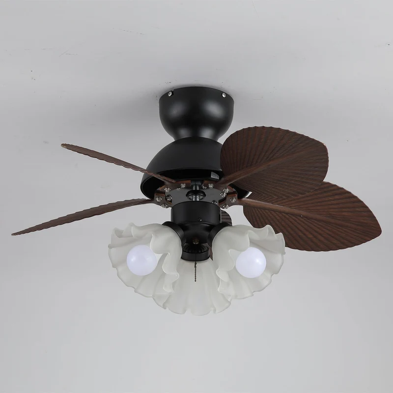 Plafondventilator met verlichting Ø80cm DC-motor afstandsbediening walnoot zwart 6 snelheden 35W 220V | Sansoti