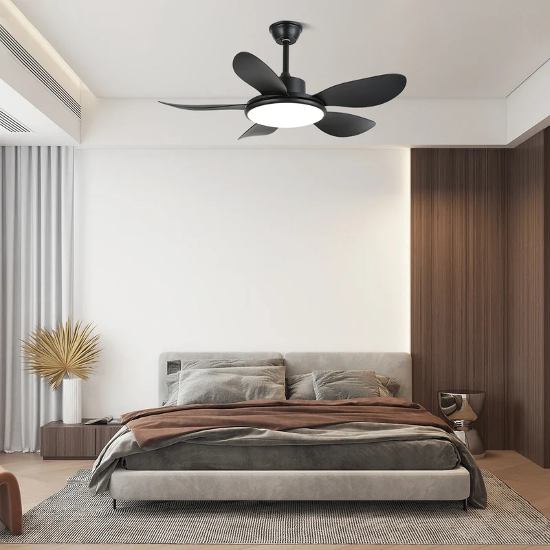 Plafondventilator met LED-verlichting en afstandsbediening | Scandinavisch design met houtnerf afwerking | Sansoti