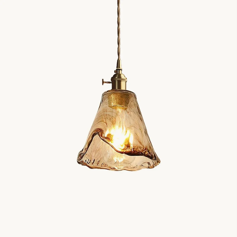 Vintage Hanglamp Messing & Amber Glas – Retro Verlichting Eetkamer Keukeneiland Bar Restaurant – E26/E27 Max 40W | Sansoti