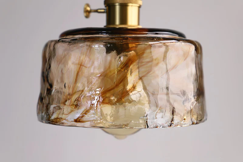 Vintage Hanglamp Messing & Amber Glas – Retro Verlichting Eetkamer Keukeneiland Bar Restaurant – E26/E27 Max 40W | Sansoti