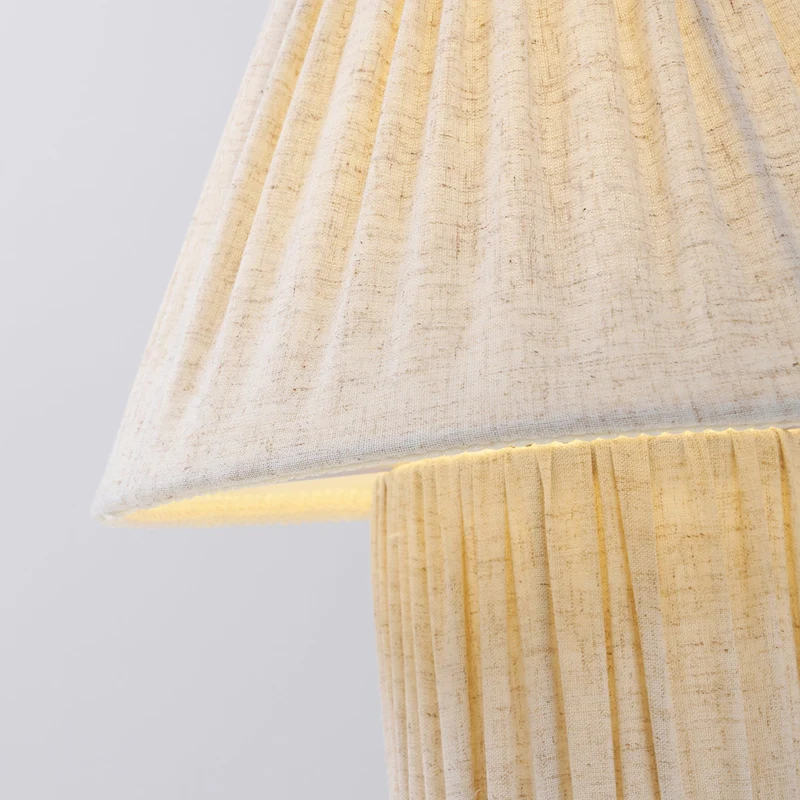 Retro Tafellamp met Geplooide Stoffen Kap – Warm Zacht Licht – Scandinavisch Minimalistisch Design voor Slaapkamer Woonkamer | Sansoti