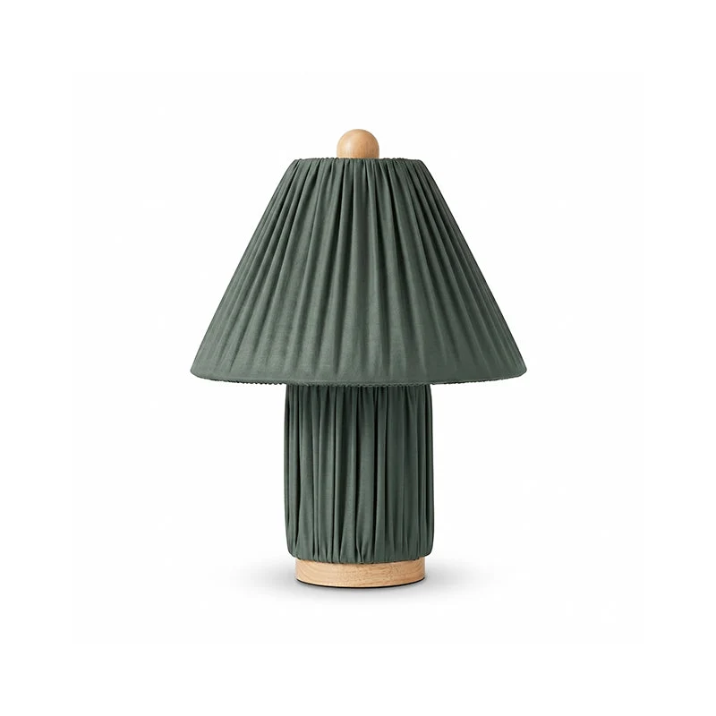 Retro Tafellamp met Geplooide Stoffen Kap – Warm Zacht Licht – Scandinavisch Minimalistisch Design voor Slaapkamer Woonkamer | Sansoti