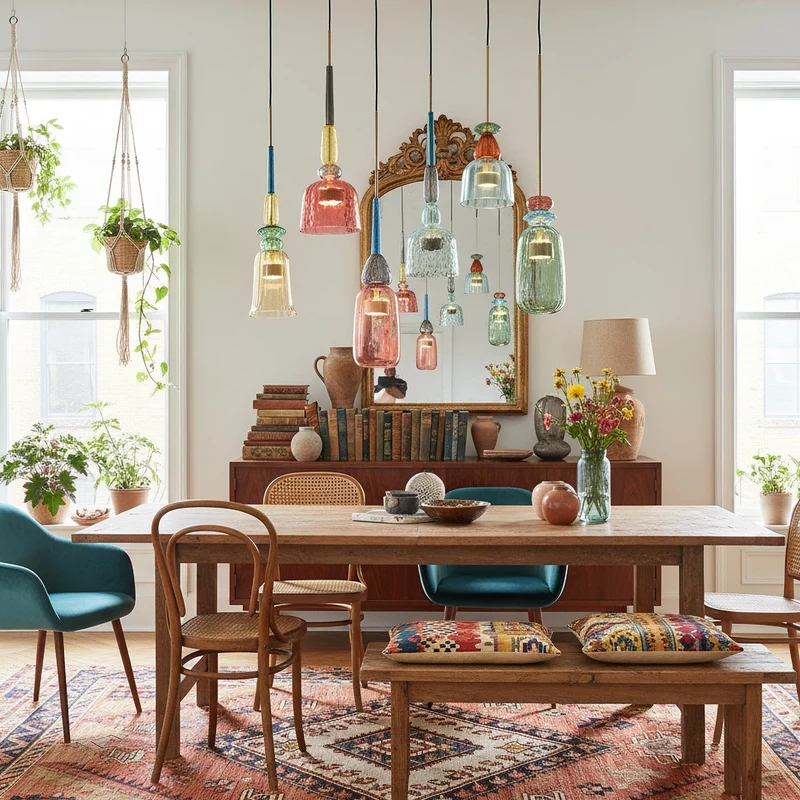 Glazen Hanglamp met Gekleurde Kap – Scandinavisch Verlichtingsdesign met Geïntegreerde LED – Macaron Jar Pendant Light | Sansoti