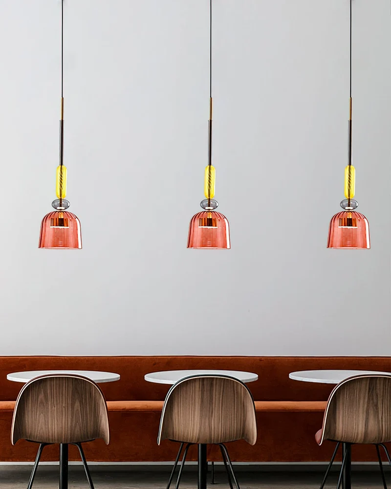 Glazen Hanglamp met Gekleurde Kap – Scandinavisch Verlichtingsdesign met Geïntegreerde LED – Macaron Jar Pendant Light | Sansoti