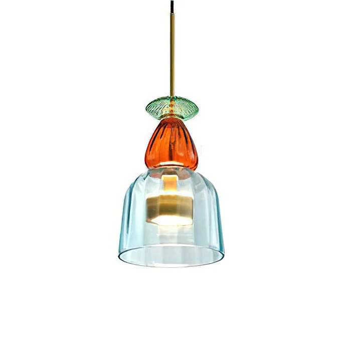 Glazen Hanglamp met Gekleurde Kap – Scandinavisch Verlichtingsdesign met Geïntegreerde LED – Macaron Jar Pendant Light | Sansoti