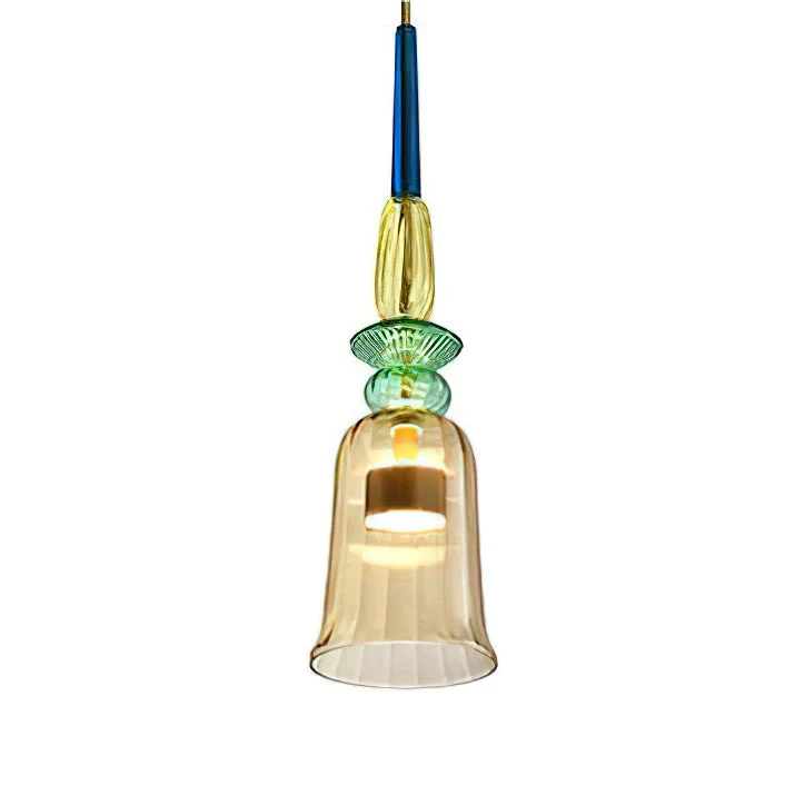 Glazen Hanglamp met Gekleurde Kap – Scandinavisch Verlichtingsdesign met Geïntegreerde LED – Macaron Jar Pendant Light | Sansoti