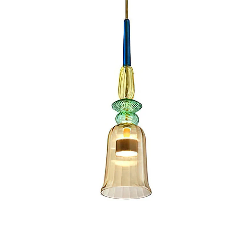 Glazen Hanglamp met Gekleurde Kap – Scandinavisch Verlichtingsdesign met Geïntegreerde LED – Macaron Jar Pendant Light | Sansoti