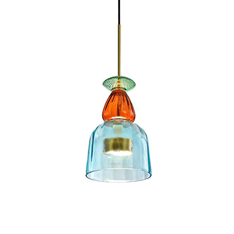 Glazen Hanglamp met Gekleurde Kap – Scandinavisch Verlichtingsdesign met Geïntegreerde LED – Macaron Jar Pendant Light | Sansoti