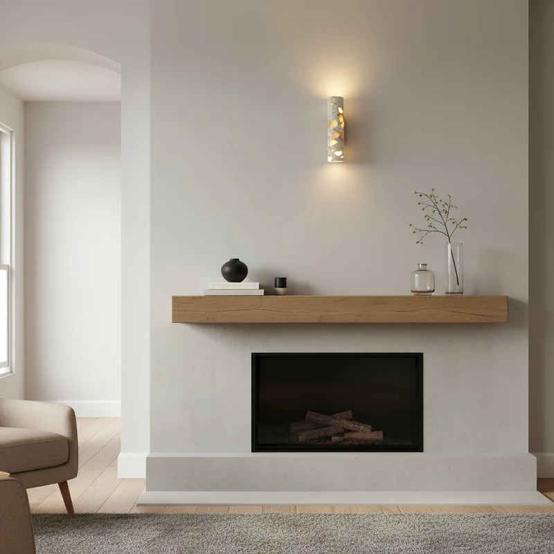 Wandlamp Terrazzo Cilinder – Walnoot Houten Basis – Handgemaakt Natuursteen – Retro Kolom Design – Warm Licht G9 – Woonkamer Slaapkamer Gang | Sansoti