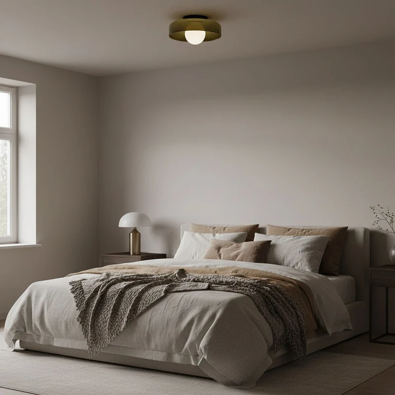 Disc Orb Plafondlamp – Moderne Glazen Lampenkap Rond Scandinavisch Design Messing Basis 3 Lichtpunten Warm Licht Woonkamer Slaapkamer Eetkamer | Sansoti