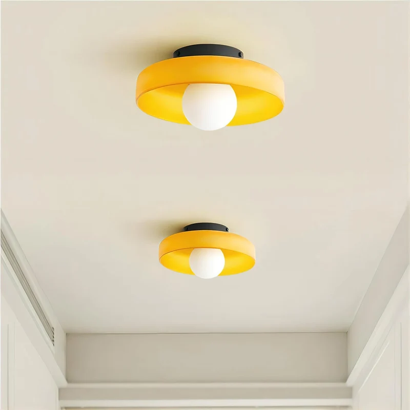 Disc Orb Plafondlamp – Moderne Glazen Lampenkap Rond Scandinavisch Design Messing Basis 3 Lichtpunten Warm Licht Woonkamer Slaapkamer Eetkamer | Sansoti