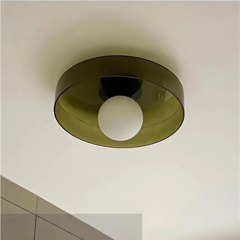 Disc Orb Plafondlamp – Moderne Glazen Lampenkap Rond Scandinavisch Design Messing Basis 3 Lichtpunten Warm Licht Woonkamer Slaapkamer Eetkamer | Sansoti