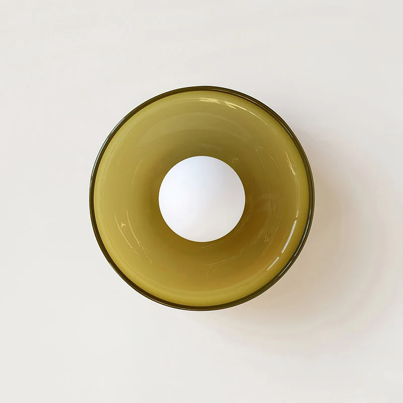 Disc Orb Plafondlamp – Moderne Glazen Lampenkap Rond Scandinavisch Design Messing Basis 3 Lichtpunten Warm Licht Woonkamer Slaapkamer Eetkamer | Sansoti