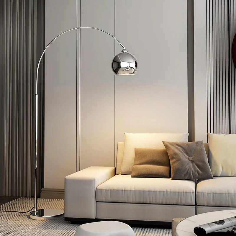 Verstelbare Vloerlamp Metaal Zwart Chroom Wit Telescopische Arm Leeslamp Modern Design | Sansoti