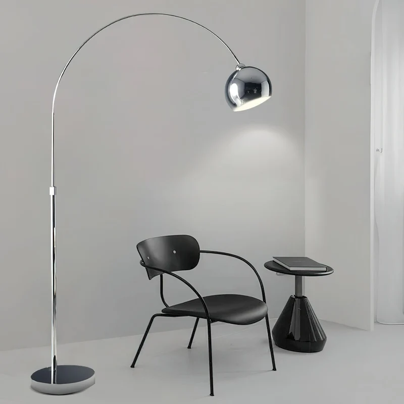 Verstelbare Vloerlamp Metaal Zwart Chroom Wit Telescopische Arm Leeslamp Modern Design | Sansoti