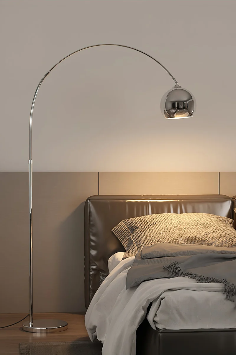 Verstelbare Vloerlamp Metaal Zwart Chroom Wit Telescopische Arm Leeslamp Modern Design | Sansoti
