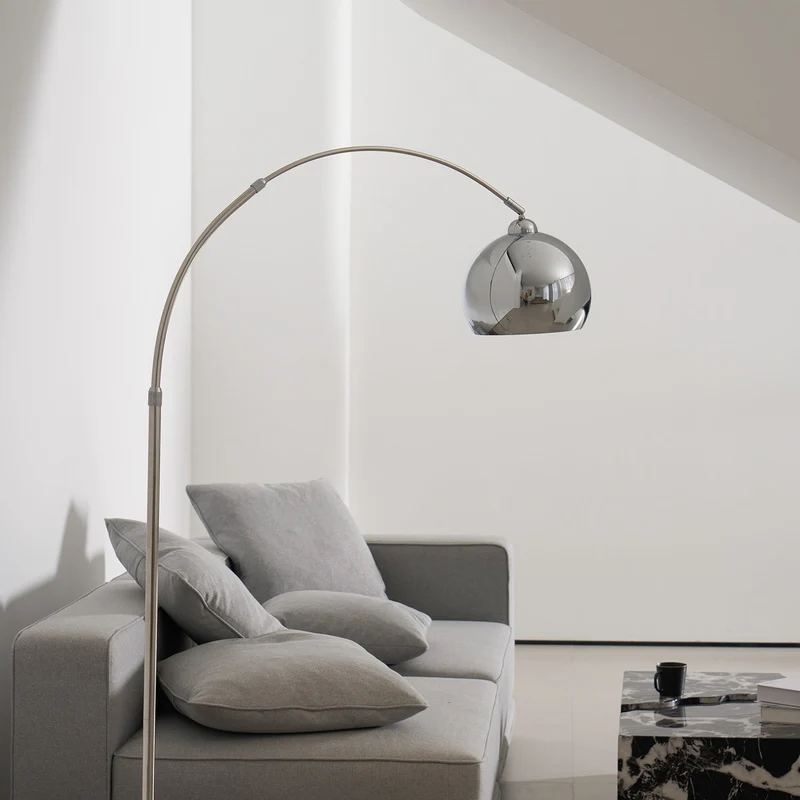 Verstelbare Vloerlamp Metaal Zwart Chroom Wit Telescopische Arm Leeslamp Modern Design | Sansoti