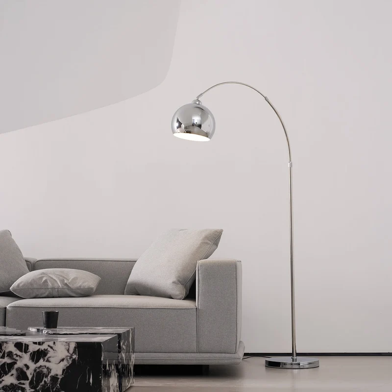 Verstelbare Vloerlamp Metaal Zwart Chroom Wit Telescopische Arm Leeslamp Modern Design | Sansoti