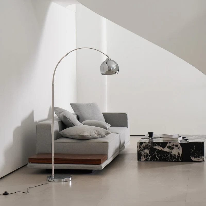 Verstelbare Vloerlamp Metaal Zwart Chroom Wit Telescopische Arm Leeslamp Modern Design | Sansoti