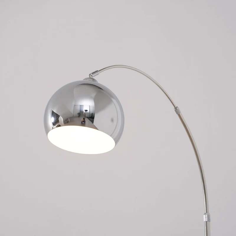 Verstelbare Vloerlamp Metaal Zwart Chroom Wit Telescopische Arm Leeslamp Modern Design | Sansoti