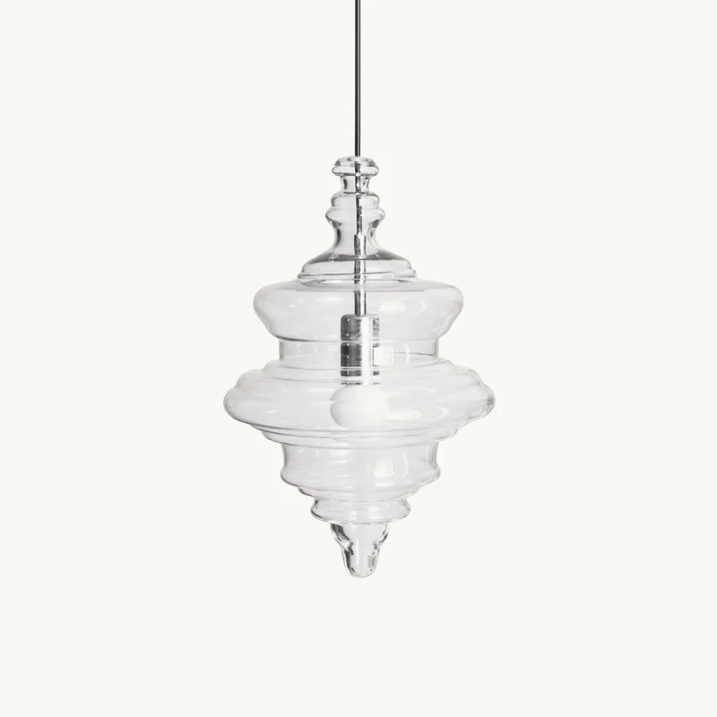 Hanglamp Geïnspireerd op Metropolitan Opera met Vloeiende Silhouet – Handgemaakt Glas in Transparant, Opaal of Amber – Verstelbare Draad 150 cm | Sansoti