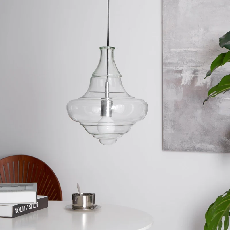 Hanglamp Geïnspireerd op Metropolitan Opera met Vloeiende Silhouet – Handgemaakt Glas in Transparant, Opaal of Amber – Verstelbare Draad 150 cm | Sansoti