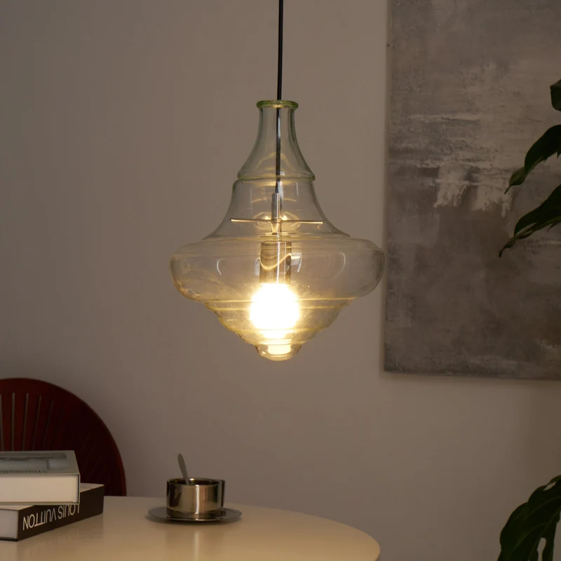 Hanglamp Geïnspireerd op Metropolitan Opera met Vloeiende Silhouet – Handgemaakt Glas in Transparant, Opaal of Amber – Verstelbare Draad 150 cm | Sansoti