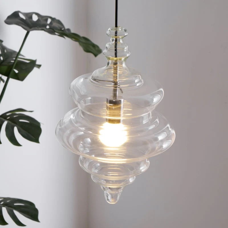 Hanglamp Geïnspireerd op Metropolitan Opera met Vloeiende Silhouet – Handgemaakt Glas in Transparant, Opaal of Amber – Verstelbare Draad 150 cm | Sansoti