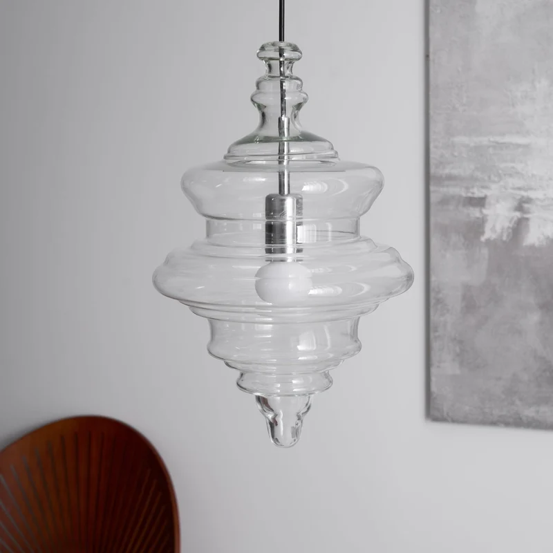 Hanglamp Geïnspireerd op Metropolitan Opera met Vloeiende Silhouet – Handgemaakt Glas in Transparant, Opaal of Amber – Verstelbare Draad 150 cm | Sansoti
