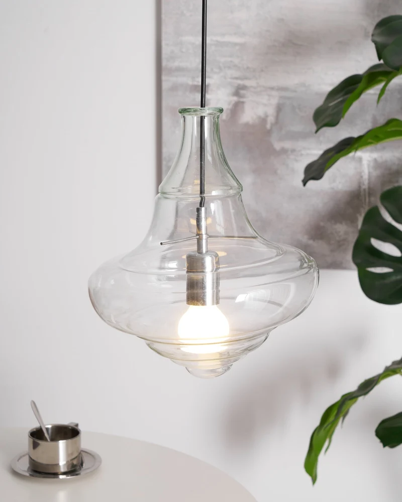 Hanglamp Geïnspireerd op Metropolitan Opera met Vloeiende Silhouet – Handgemaakt Glas in Transparant, Opaal of Amber – Verstelbare Draad 150 cm | Sansoti