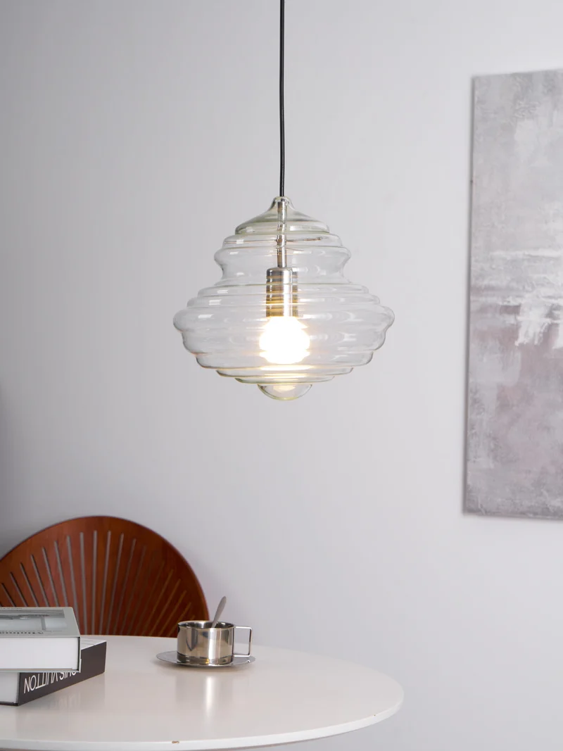 Hanglamp Geïnspireerd op Metropolitan Opera met Vloeiende Silhouet – Handgemaakt Glas in Transparant, Opaal of Amber – Verstelbare Draad 150 cm | Sansoti