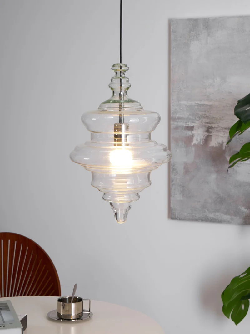 Hanglamp Geïnspireerd op Metropolitan Opera met Vloeiende Silhouet – Handgemaakt Glas in Transparant, Opaal of Amber – Verstelbare Draad 150 cm | Sansoti