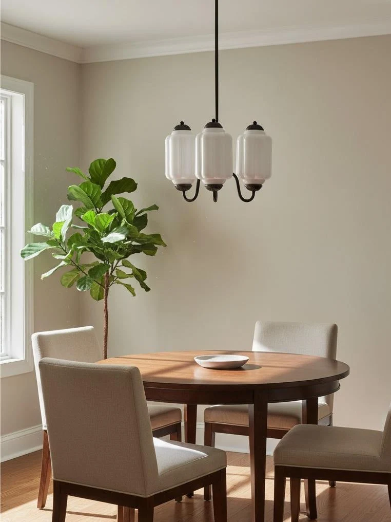 Melkglazen Kroonluchter Vintage Afwerking Tijdloze Elegantie Klassieke Verlichting voor Eetkamer Woonkamer | Sansoti
