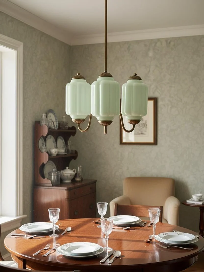 Melkglazen Kroonluchter Vintage Afwerking Tijdloze Elegantie Klassieke Verlichting voor Eetkamer Woonkamer | Sansoti