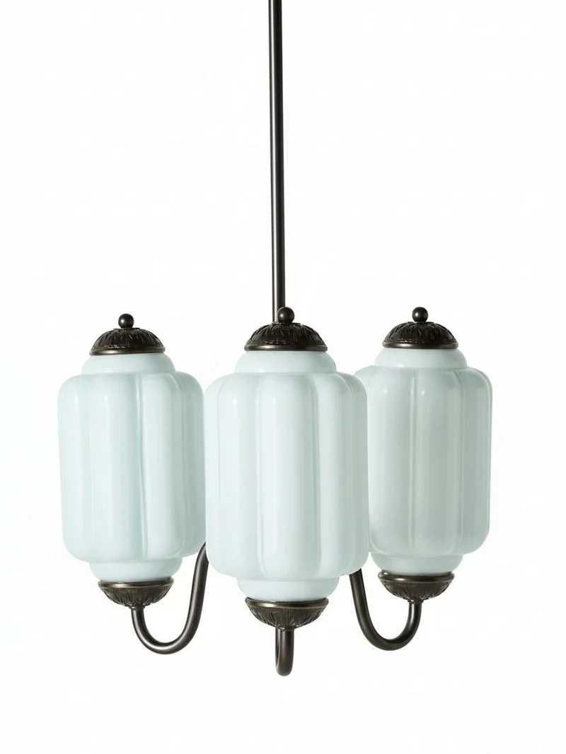 Melkglazen Kroonluchter Vintage Afwerking Tijdloze Elegantie Klassieke Verlichting voor Eetkamer Woonkamer | Sansoti